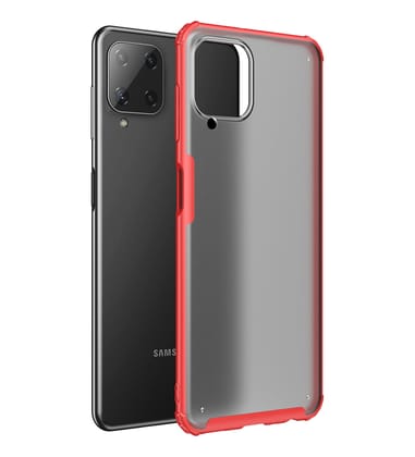 Rugged Frosted Semi Transparent PC Shock Proof Slim Back Case for Samsung Galaxy A22, 6.4 inch, Red