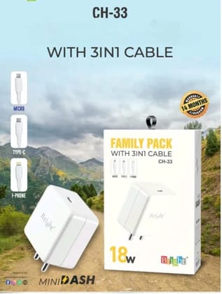 BRIGHT CHARGER 18 W 3in1 cable