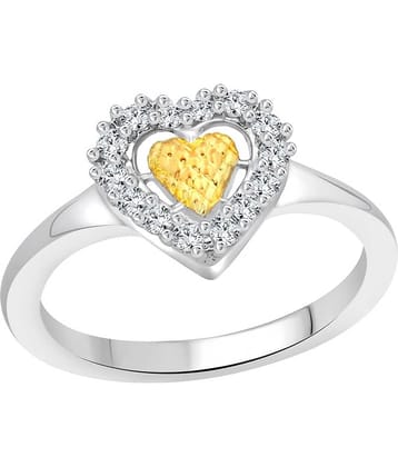 Vighnaharta Alloy Silver Plating Cubiz Zirconia Studded Silver Coloured Ring
