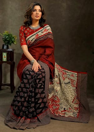 Exquisite Pure Mulmul Cotton Silk Saree with Digital Print  by SHIV TEXTILES