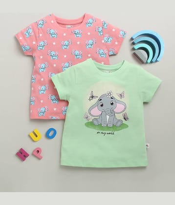 BUMZEE Pack of 2 Girls 100% Cotton T-Shirt ( Pink )