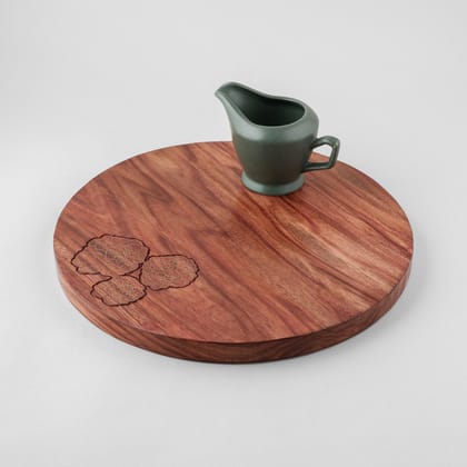 RoseWood with Brass Inlay Trivet / Placemet Marigolds-Brown / Wood with Brass / 12 inches (Diameter) x 0.75 inches (Thickness)