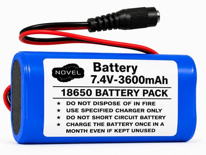 NOVEL 7.4V 3600mAh 18650 Lithium-Ion Battery Pack with BMS and DC Female Wire | Suitable for CCTV Systems, LED Lighting, Robotics and Electronics Projects
