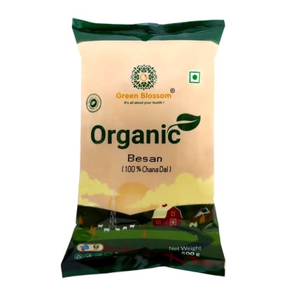 Organic Besan - 500g ( Pack of 1) I 100% Vegan I Gluten Free I Soaks very Less Oil I Green Blossom (Weight - 500g) by green blossom agritech ventures private limited