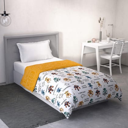 Ddecor - Pack of 1 Kids 100% Cotton Cartoon 150 TC Single Reversible Dohar - White