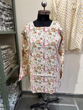 New Collection Of Short kurti With Back Dori Comfortable & Stylish  100% Pure Soft Cotton (6060)