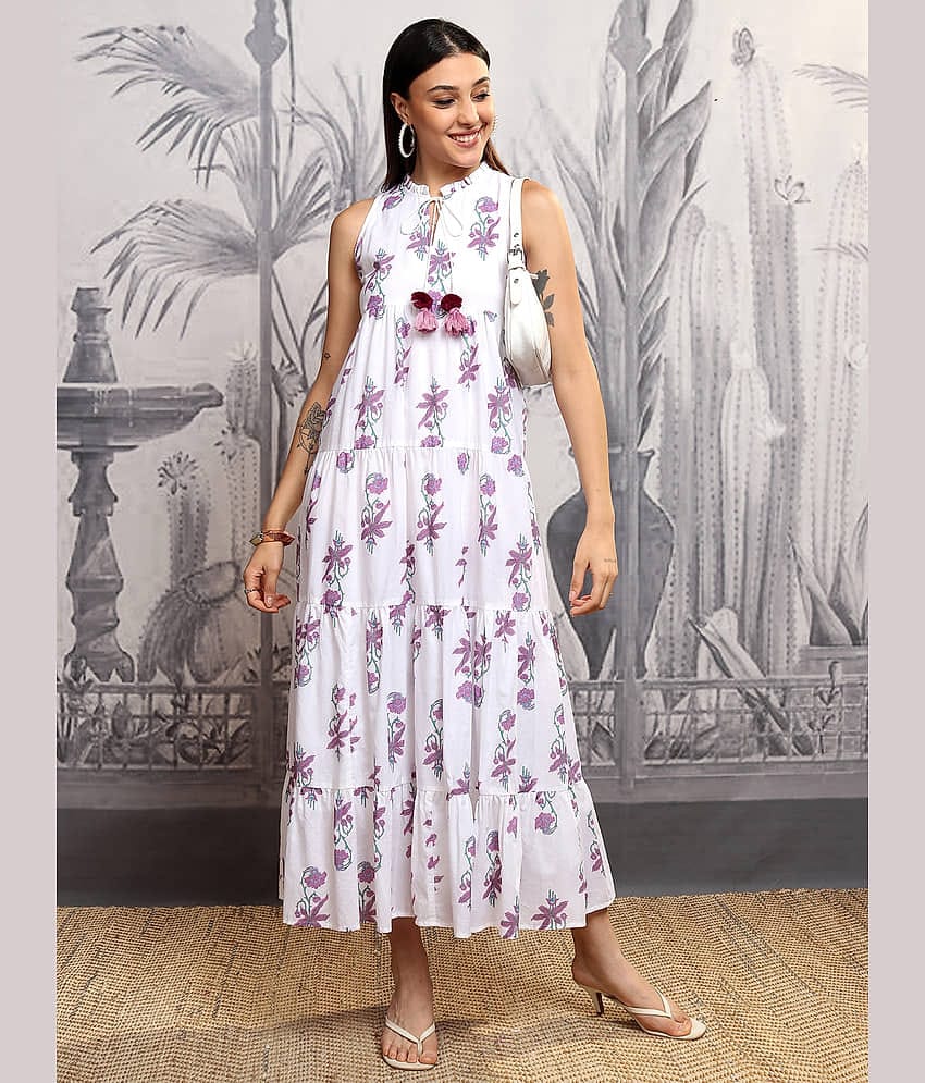 Vishudh Women Cotton Maxi ( White )