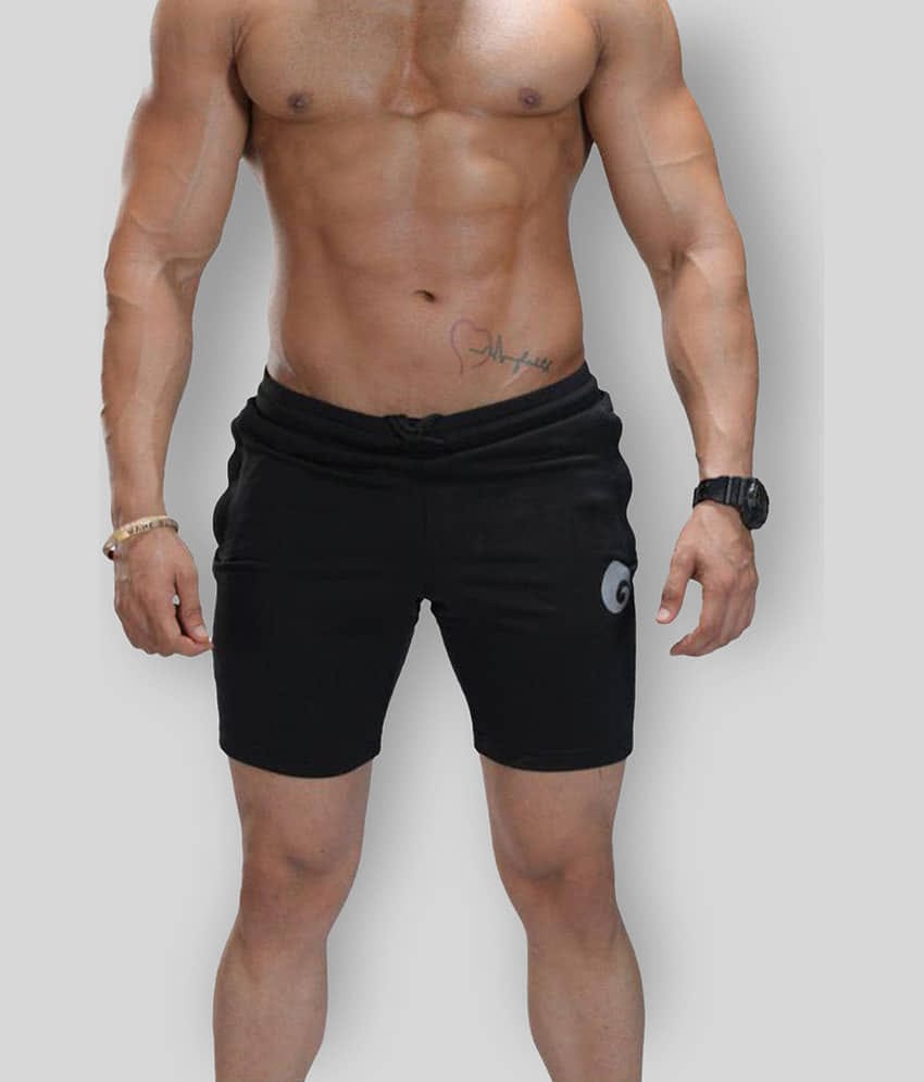 Omtex Black Polyester Fitness Shorts