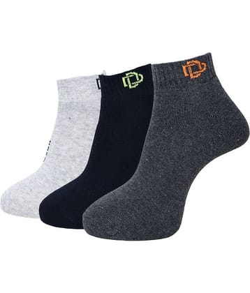 Dollar Cotton Blend Men's Self Design Dark Grey Ankle Length Socks ( Pack of 3 )
