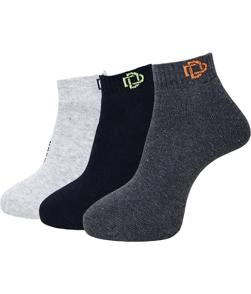 Dollar Cotton Blend Men's Self Design Dark Grey Ankle Length Socks ( Pack of 3 )