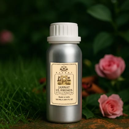 Essent Jannat Ul Firdaus Unisex Roll-On Attar  3.38 fl. oz. (100 ml) | Long-Lasting Natural Fragrance | Alcohol-Free Perfume Oil