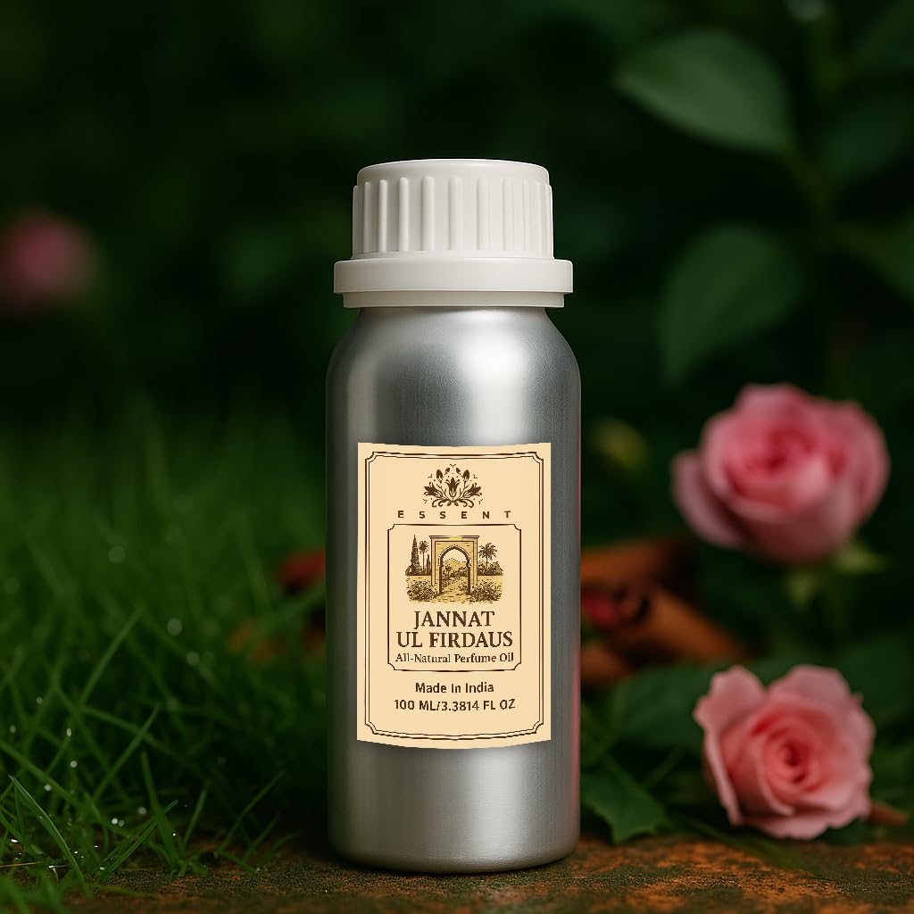 Essent Jannat Ul Firdaus Unisex Roll-On Attar 3.38 fl. oz. (100 ml) | Long-Lasting Natural Fragrance | Alcohol-Free Perfume Oil