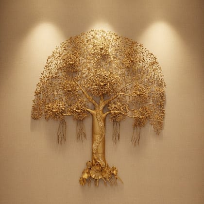 Brass Kalpavriksha Tree Wall Decor | Spiritual Home Decoration, Height : 72 Inch (BSMAS1569 Y)