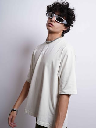 Everyday Oversized Tee - Off White-Small