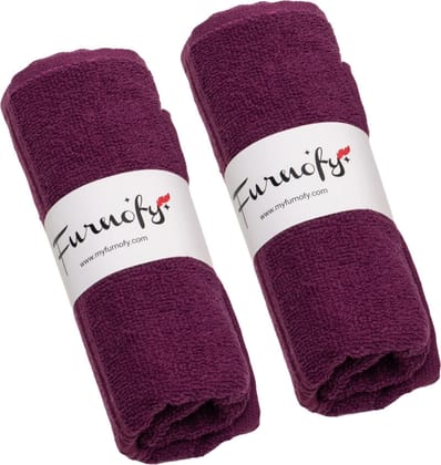Furnofy Cotton 450 GSM Hand Towel Set Purple (Pack Of 2)