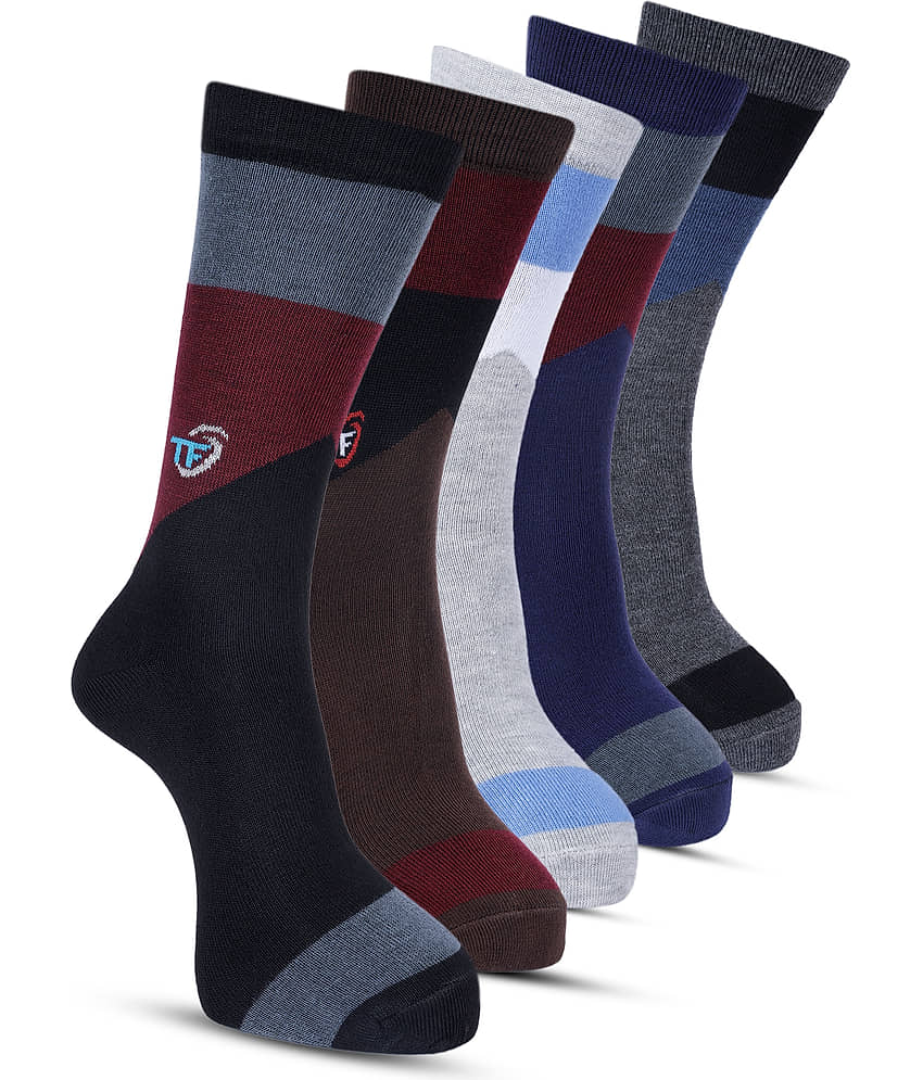TF Pack of 5 Men's Cotton Blend Full Length Socks ( Multicolor )