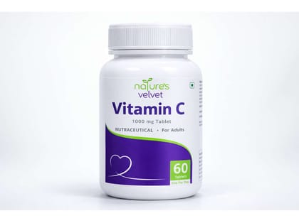 Natures Velvet Vitamin C Tablets for Antioxidant Protection, Immunity Support & Skin Health – 60 Tablets