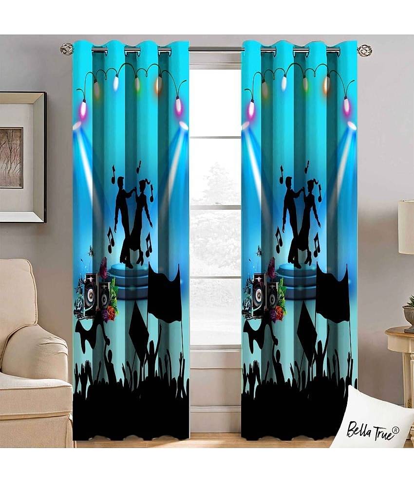 BELLA TRUE  Set of 2 Long Door SemiTransparent Eyelet Polyester Multi Color Curtains ( 270 x 113 cm )