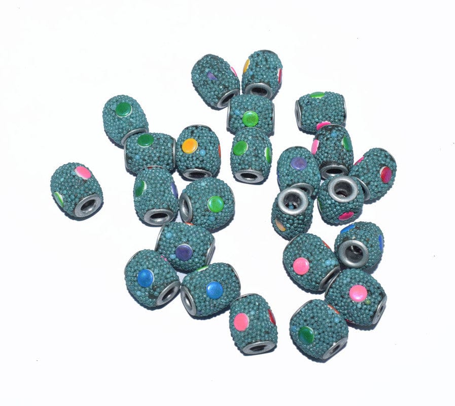 Handmade Kashmiri Beads use for jewelry makings, KASM-40-Per Packet of 25 Pcs / 12X10 MM