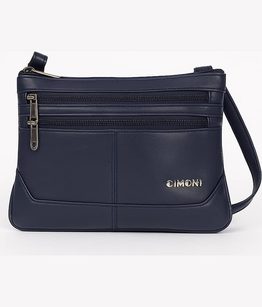 CIMONI Sling Bag Pure Leather Set of 1 ( Blue )