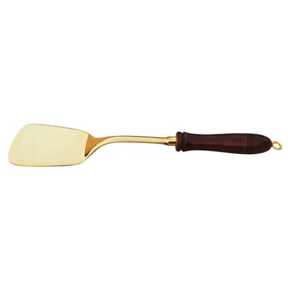 Brass Palta with Wooden Handle | Indian Kitchen Turner, Height : 1 Inch (BCMAS178 F)