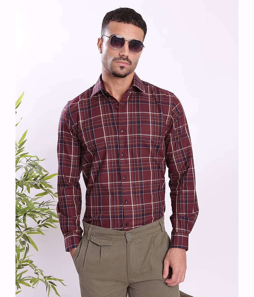 IVOC Cotton Slim Fit Full Sleeves Men's Formal Shirt - Maroon ( Pack of 1 )