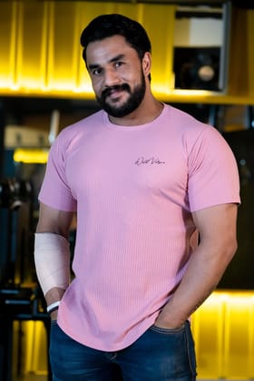 WILD VERVE CLASSIC RIB CREW T SHIRT (PINK)-S