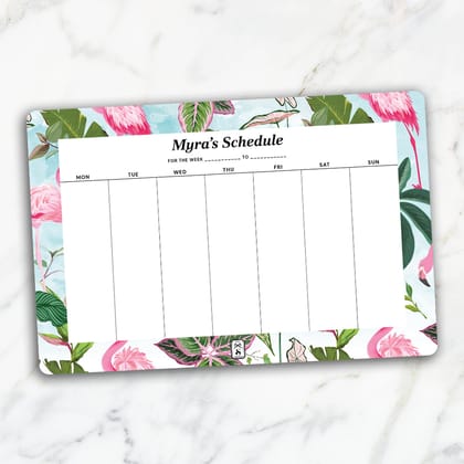 Flamingo Foliage Weekly Planner-Aqua / Magnet