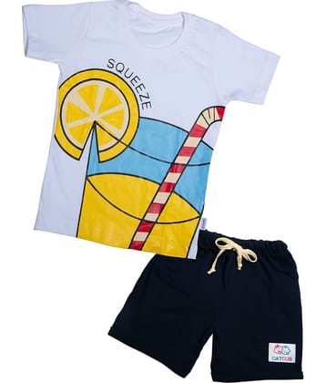 CATCUB Pack of 1 Boys Cotton Set ( White )