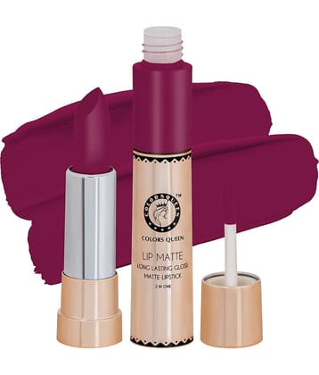 Colors Queen 2 in 1 Matte Finish Water Proof Lipstick Collage Girl (Shade - 43))