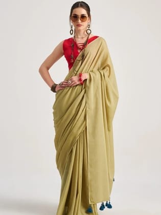 Mahendi Mul Mul Cotton Saree With Blouse