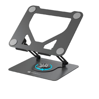 Portronics My Buddy K11, Foldable Metal Laptop Stand with 360° Rotation, Adjustable Height and Angle, Ventilated Design, Carbon Steel Build for Laptops & MacBooks (Black) Portronics My Buddy K11, Foldable Metal Laptop Stand with 360° Rotation, Adjustable Height and Angle, Ventilated Design, Carbon Steel Build for Laptops & MacBooks (Black)
