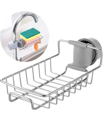 Tapixaa Kitchen Bathroom Sink organizer stainless steel heavy duty thickening hanging drain rack for scrubbers, bathroom ( Pack Of 1)