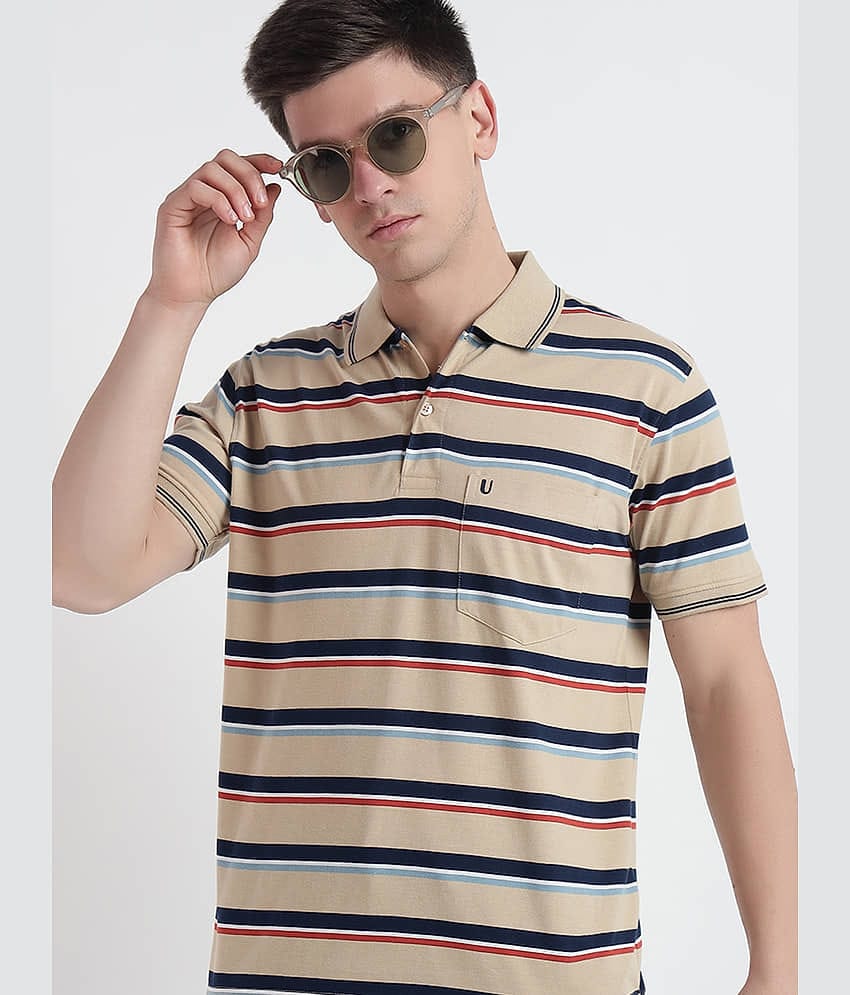 UNIBERRY Pack of 1 Cotton Regular Fit Striped Half Sleeves Men's Polo T Shirt ( Multicolor )