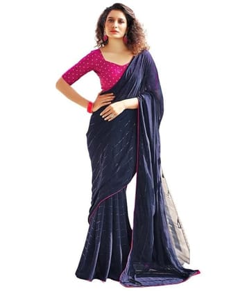 Women's Dyed Jacquard Embroidery Work Georgette Saree with Unstitched