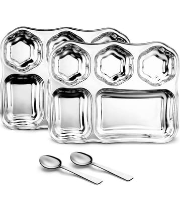 Classic Essentials 2 Pcs Stainless Steel Silver Partition Plate