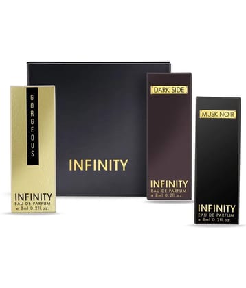 Infinity Dark Side, Gorgeous & Musk Noir Eau De Parfum Long Lasting EDP Premium Perfume Signature Gift Set Pack of 3, 8ml Each