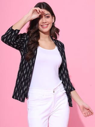 Ikat Black Open Shrug-XS