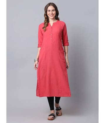 Pistaa Cotton Solid Straight Women's Kurti - Red ( Pack of 1 )