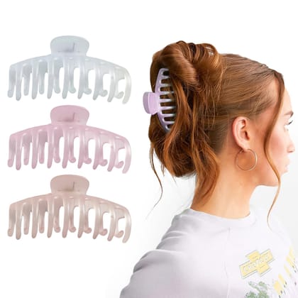ANNA CREATIONS 3 Pcs Korean Large Matte Hair Claw Clips for Thick Hair 4.1inch Premium Strong Hold Long Thin Thick Hair Clips Fashion Big Hairclip Hair Accessories Clutches Women and Girls ANNA CREATIONS 3 Pcs Korean Large Matte Hair Claw Clips for Thick