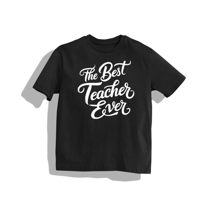 The Best Teacher- Round Neck Drop Shoulder Graphic Printed Oversized Cotton T-shirt-S / Black