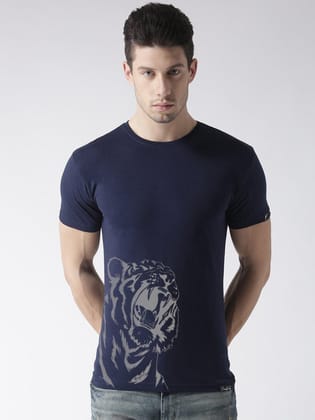 Young Trendz Bio-Wash Cotton Half Sleeve TIGER Graphic Printed NAVYBLUE T-Shirt-NAVYBLUE / Medium / 100% Bio Wash Cotton