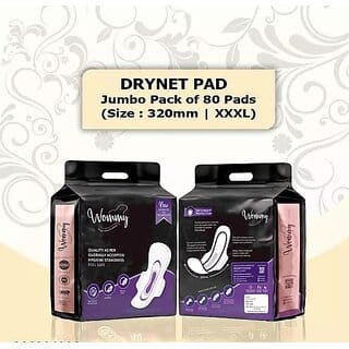 For women and girls, Jumbo Extra Comfort Maxi Soft, Thin, Dry, Cottony Sanitary Napkin Pad with Wing XXXL (320mm) N