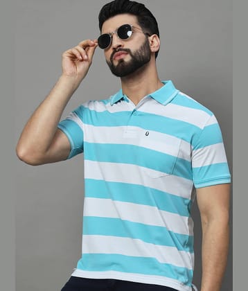 UNIBERRY Pack of 1 Cotton Blend Regular Fit Striped Half Sleeves Men's Polo T Shirt ( Sky Blue )