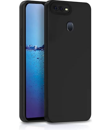 ZAMN - Black Silicon Plain Cases Compatible For Oppo F9 Pro ( Pack of 1 )