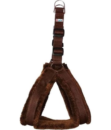 Petshop7 Nylon fur 0.75 Inch Small Dog Harness - ( Chest Size - 23-28 ) Brown
