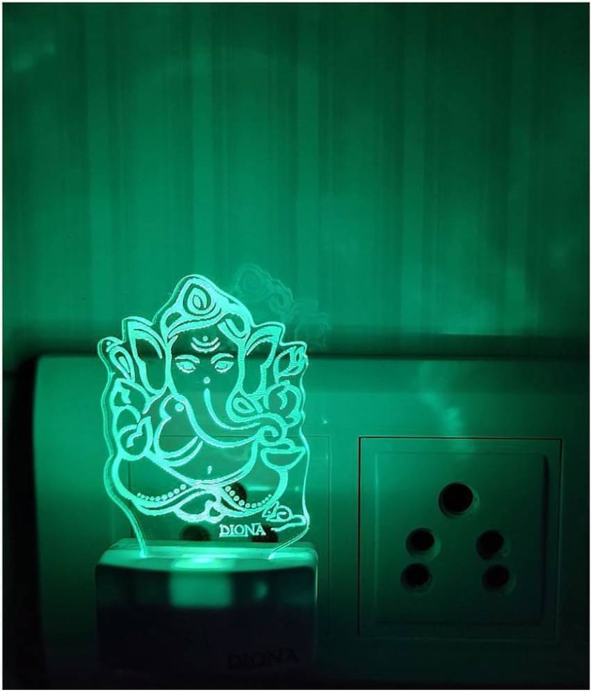 DIONA Night Lamp Ganesh Multi Color Changing Portable Acrylic LED Night Light