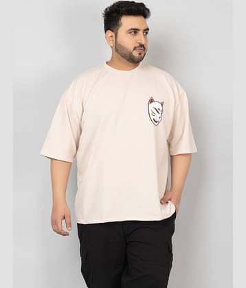 Chkokko Pack of 1 Cotton Blend Oversized Fit Men's T-Shirt ( Beige )