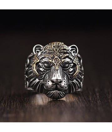 Fashion Frill Silver Ring For Boys Stylish King Tiger Adjustable Rings For Men Boys Girls