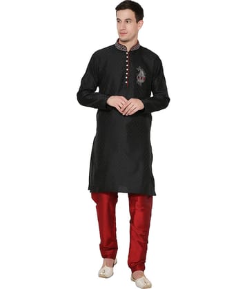 SKAVIJ Blue Silk Blend Kurta Pyjama Set